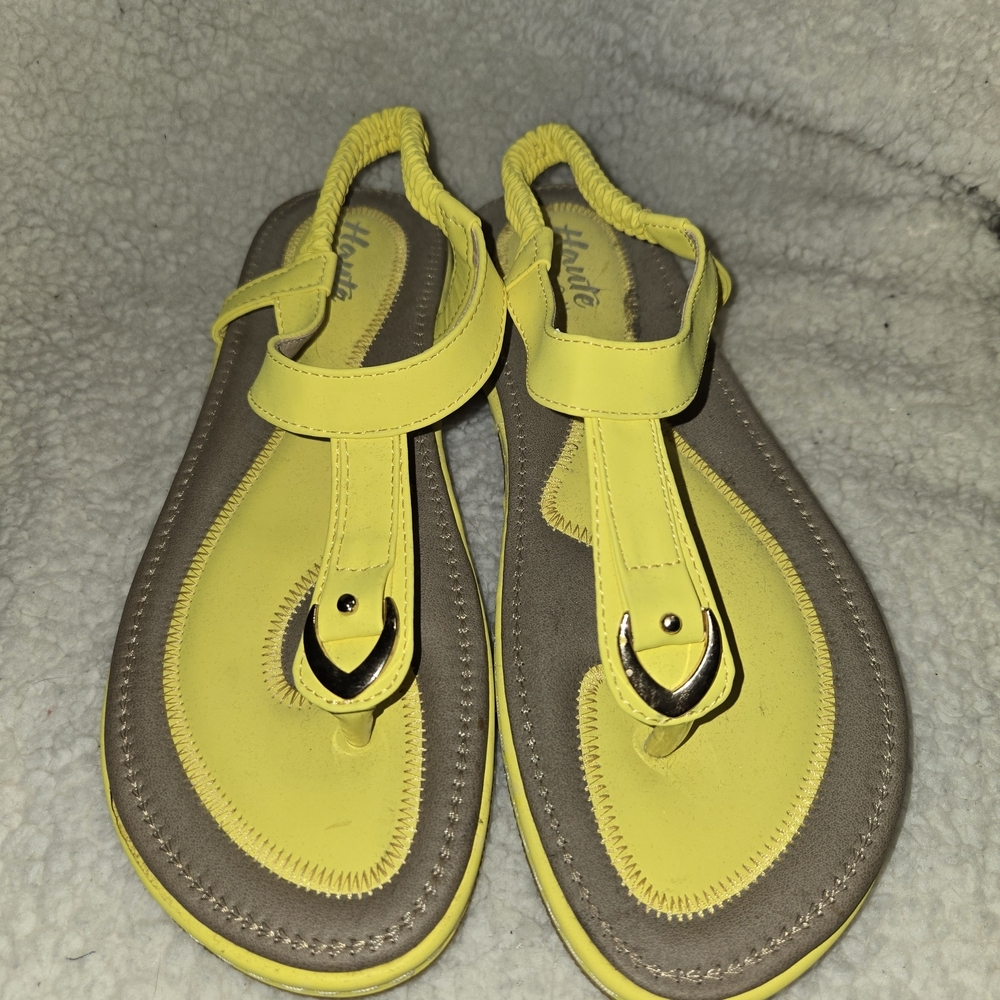 Women's Bright Yellow T-Strap Sandals